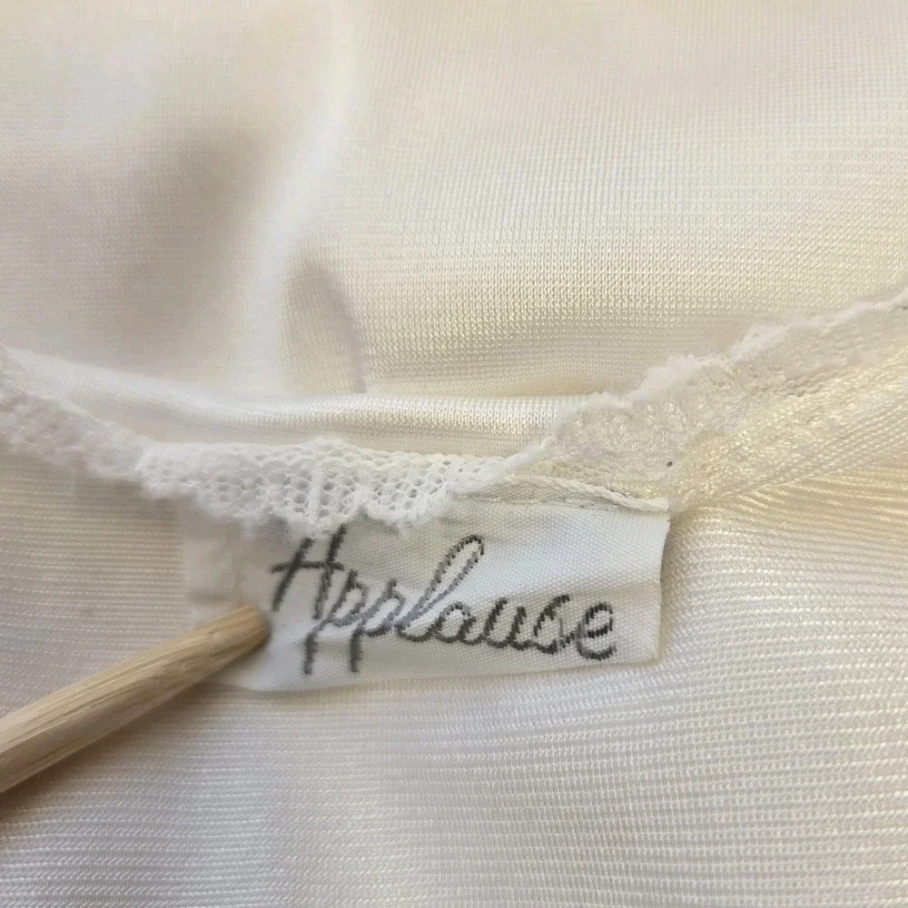 Vintage‎ Applause JCPENNEY Full Slip Size 36 White Nylon Lace Lingerie